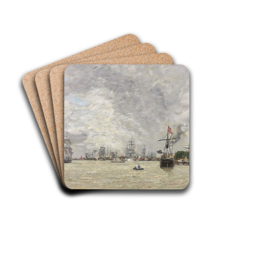 Anvers Bateux sur l'Escaut by Eugne Boudin Drink Coasters - set of 4 Anvers Bateux sur l'Escaut by Eugne Boudin Drink Coasters - set of 4