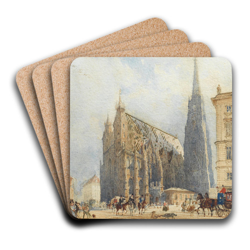 Stephansplatz by Rudolf von Alt Art Drink Coaster set