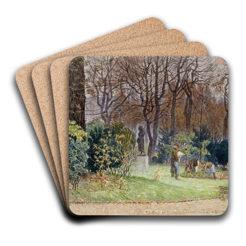 Jardiniers dans le square de la mairie du 14me arrondissement, 15-16 novembre 1917 by Flix Brard Art Drink Coaster set