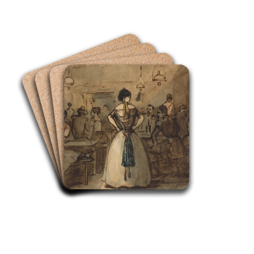 Officers And Courtesans In An Interior by Constantin Guys Drink Coasters - set of 4