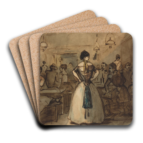 Officers And Courtesans In An Interior by Constantin Guys Art Drink Coaster set