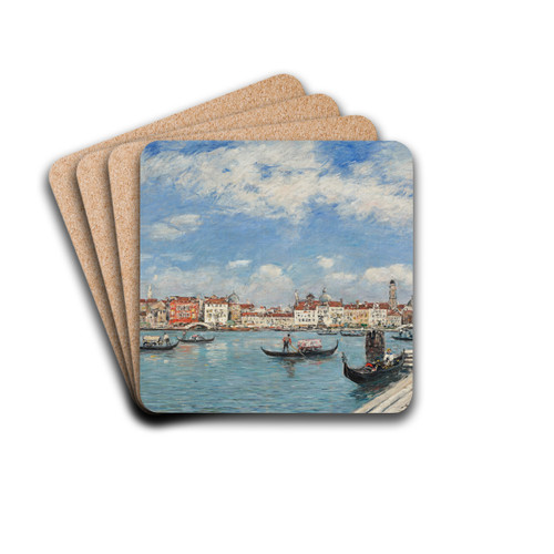 Venise, vue prise de San Giorgio by Eugne Boudin Drink Coasters - set of 4 Venise, vue prise de San Giorgio by Eugne Boudin Drink Coasters - set of 4