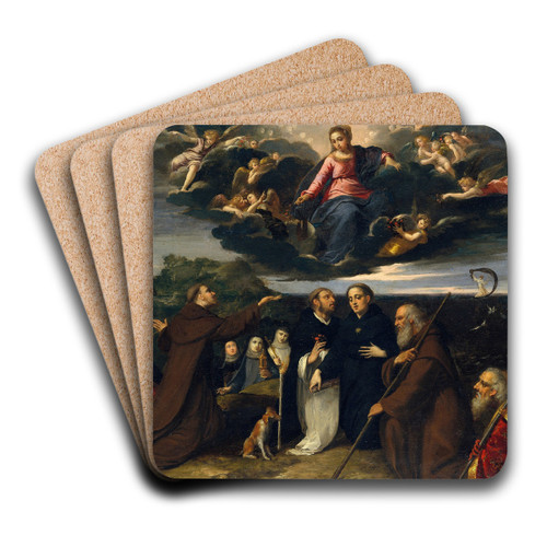 The Virgin Adored by Saints by Scarsellino Art Drink Coaster set