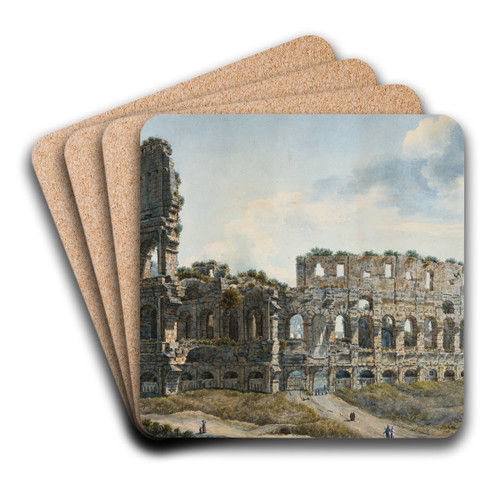 The Colosseum, Rome. by Abraham-Louis-Rodolphe Ducros Art Drink Coaster set