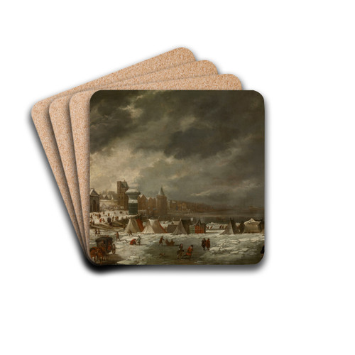 The Frozen Scheldt in Antwerp by Jan Peeters the elder Drink Coasters - set of 4