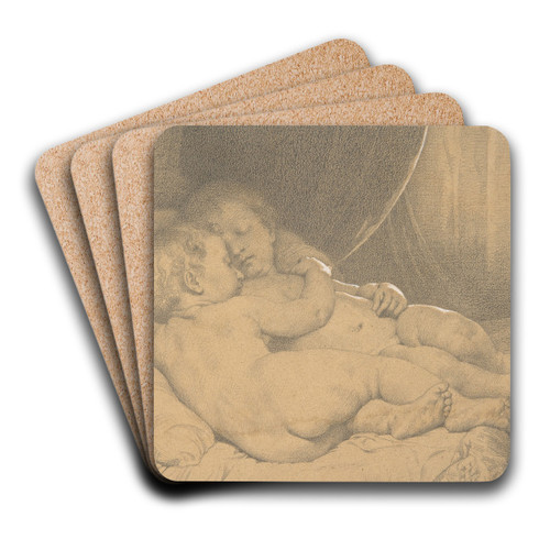 Two Sleeping Children by William Bouguereau Art Drink Coaster set