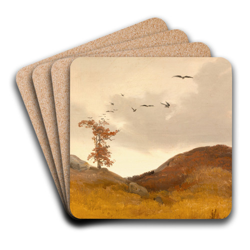 Landscape with Crows by Karl Friedrich Lessing Art Drink Coaster set Landscape with Crows by Karl Friedrich Lessing Art Drink Coaster set