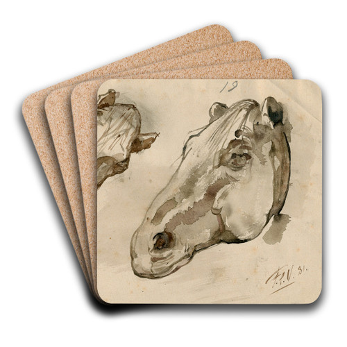 Head of two horses by Floris Verster Art Drink Coaster set Head of two horses by Floris Verster Art Drink Coaster set