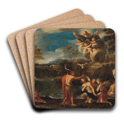 The Baptism Of Christ by Pier Francesco Mola Art Drink Coaster set