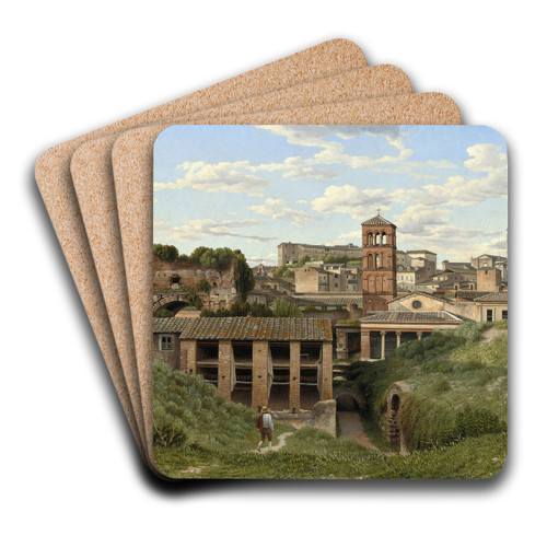 View of the Cloaca Maxima,Rome by Christoffer Wilhelm Eckersberg Art Drink Coaster set