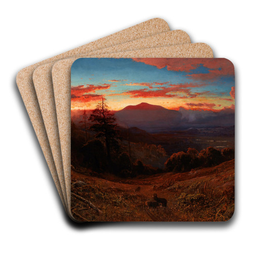 Sunset on Mount Diablo (Marin Sunset) by William Keith Art Drink Coaster set