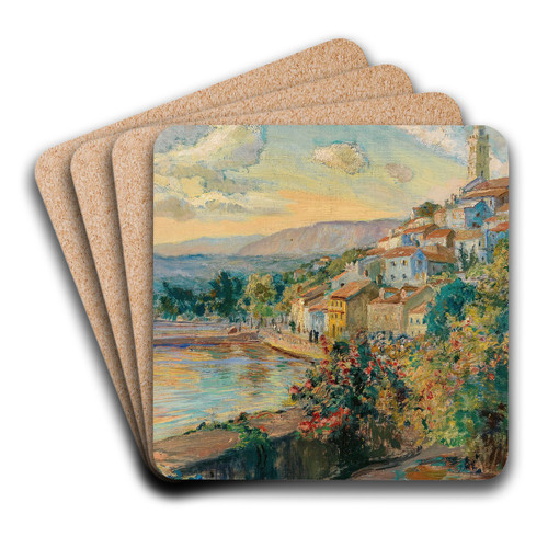 A View of Novi Vinodolski by Menci Clement Crni Art Drink Coaster set