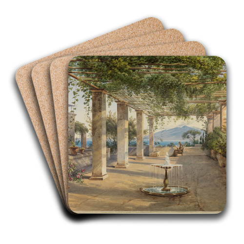Laubengang der Villa Cucumella in Sorrent by Carl Ludwig Frommel Art Drink Coaster set