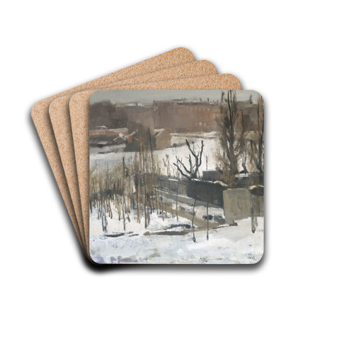 View of the Oosterpark, Amsterdam, in the Snow by George Hendrik Breitner Drink Coasters - set of 4 View of the Oosterpark, Amsterdam, in the Snow by George Hendrik Breitner Drink Coasters - set of 4