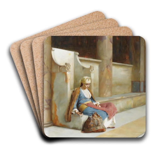 Resting In A Greek Monastery by Theodoros Ralli Art Drink Coaster set