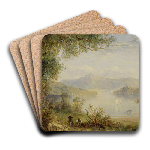 View on the Hudson River by Thomas Creswick Art Drink Coaster set