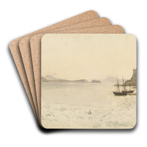 The Gulf of Pozzuoli by Johann Heinrich Schilbach Art Drink Coaster set