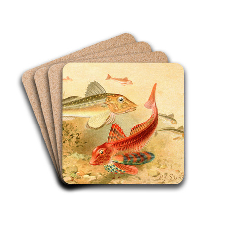 Gurnards by Pierre Jacques Smit Drink Coasters - set of 4 Gurnards by Pierre Jacques Smit Drink Coasters - set of 4