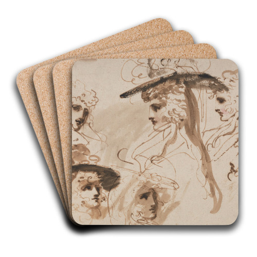 Studies for the Head of a Lady (Studies of a Woman's Head) by George Romney Art Drink Coaster set