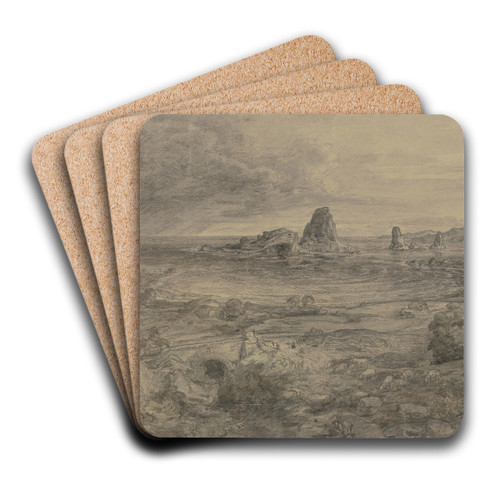 Die Zyklopenfelsen bei Sciacca. by Ludwig Metz Art Drink Coaster set Die Zyklopenfelsen bei Sciacca. by Ludwig Metz Art Drink Coaster set