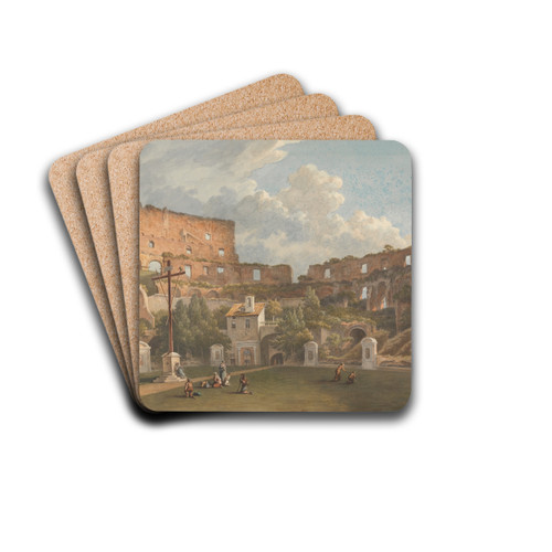 An Interior View of the Colosseum, Rome by John Warwick Smith Drink Coasters - set of 4