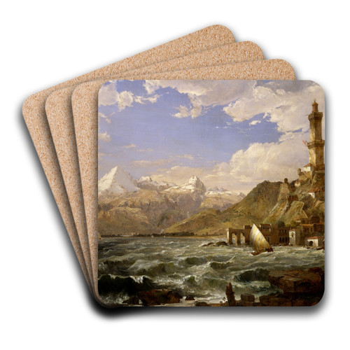The Coast of Genoa by Jasper Francis Cropsey Art Drink Coaster set
