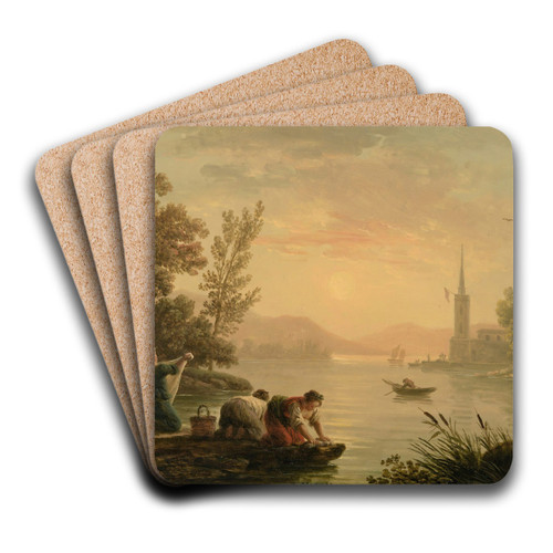 Washerwomen near by a lake by Claude-Joseph Vernet Art Drink Coaster set