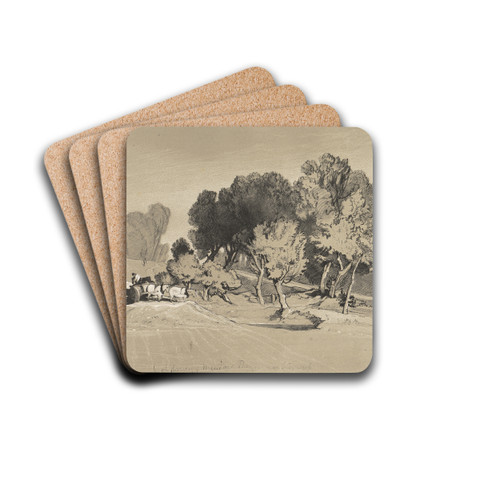 Col. Harvey's Meadow Thorpe and Norwich Oct. 2nd 1841 by Miles Edmund Cotman Drink Coasters - set of 4 Col. Harvey's Meadow Thorpe and Norwich Oct. 2nd 1841 by Miles Edmund Cotman Drink Coasters - set of 4