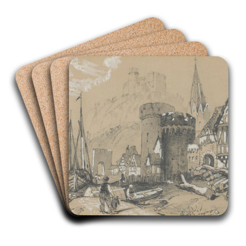 Oberwesel by Edward Theodore Compton Art Drink Coaster set