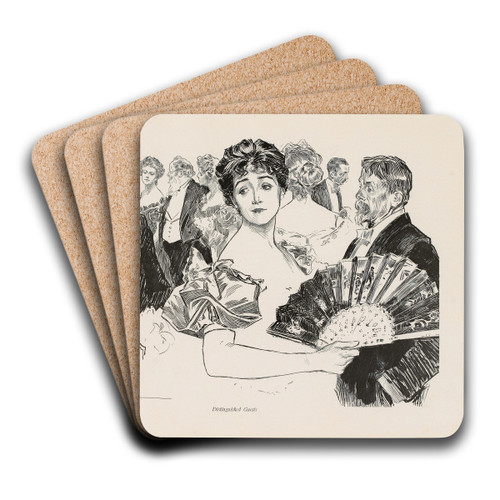 Distinguished Guests by Charles Dana Gibson Art Drink Coaster set
