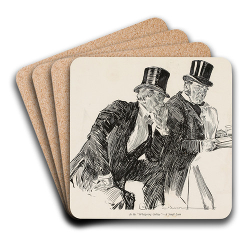 In the 'Whispering Gallery' - A Small Loan by Charles Dana Gibson Art Drink Coaster set