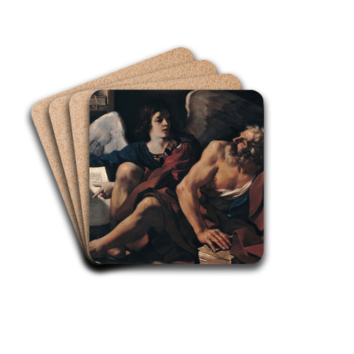 Saint Matthew and the Angel by Guercino Drink Coasters - set of 4