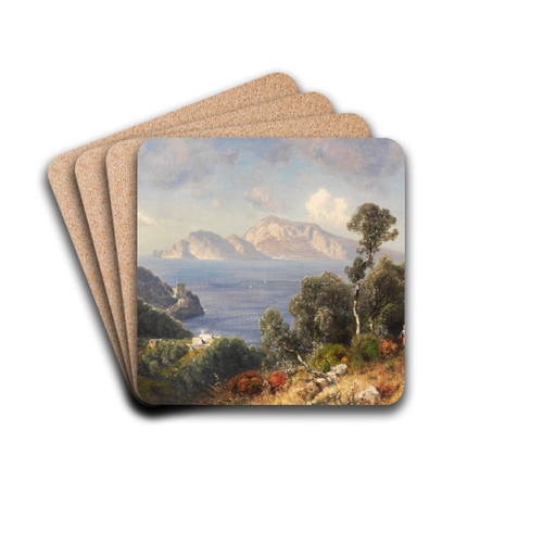 Italienische Kstenlandschaft mit Blick auf Capri by Ascan Lutteroth Drink Coasters - set of 4