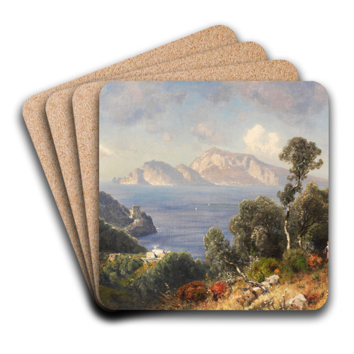Italienische Kstenlandschaft mit Blick auf Capri by Ascan Lutteroth Art Drink Coaster set
