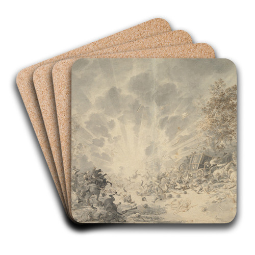 A Military Convoy Surprised by an Explosion by Dirk Langendijk Art Drink Coaster set