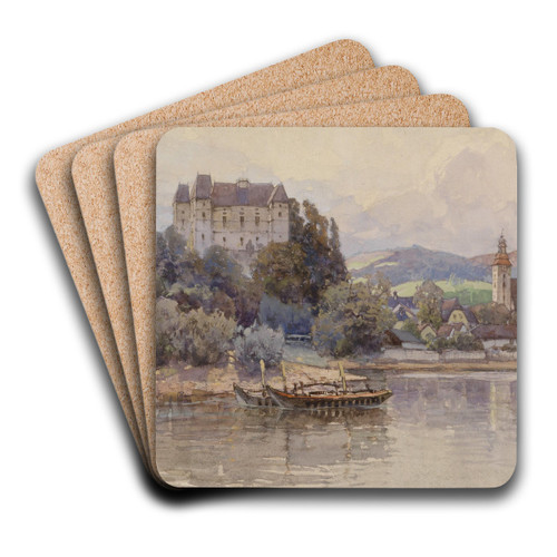 Blick auf Grein an der Donau by Fritz Lach Art Drink Coaster set