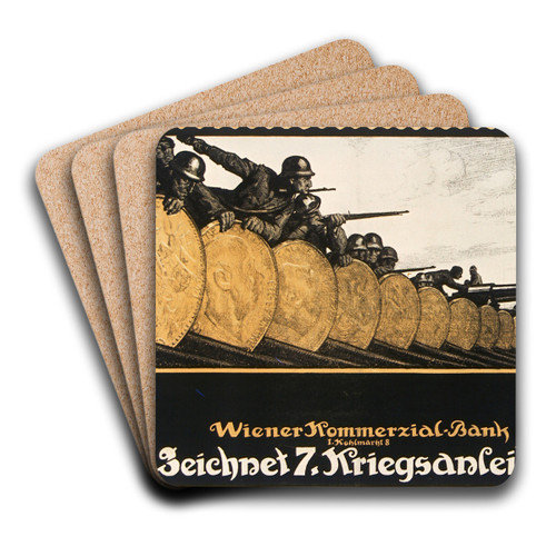 Wiener Kommerzial-Bank, Zeichnet 7. Kriegsanleihe by Alfred Offner Art Drink Coaster set