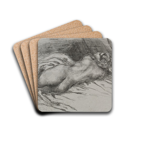 Study of a Woman Seen from the Back by Eugne Delacroix Drink Coasters - set of 4