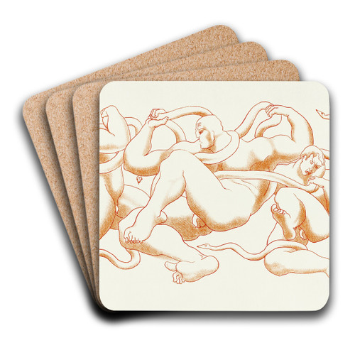 Abstract Nude by After Auguste Rodin Art Drink Coaster set