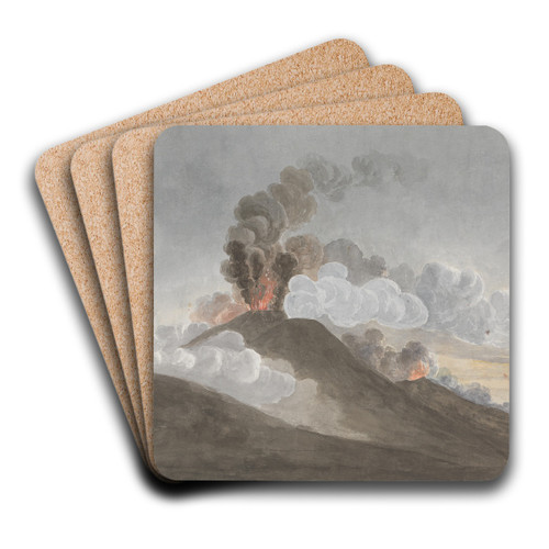 Vesuvius in Eruption. by Isaac Weld Art Drink Coaster set Vesuvius in Eruption. by Isaac Weld Art Drink Coaster set