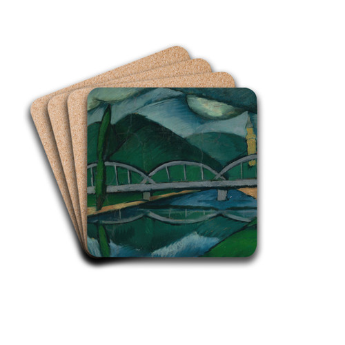 Krajina s mostom by Gejza Schiller Drink Coasters - set of 4