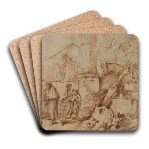 Tobit Burying the Dead by Giovanni Benedetto Castiglione Art Drink Coaster set