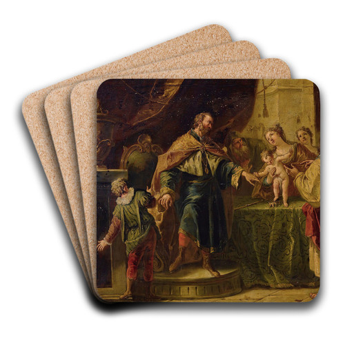 The Infant Moses Trampling On Pharaoh's Crown by Gaspare Diziani Art Drink Coaster set