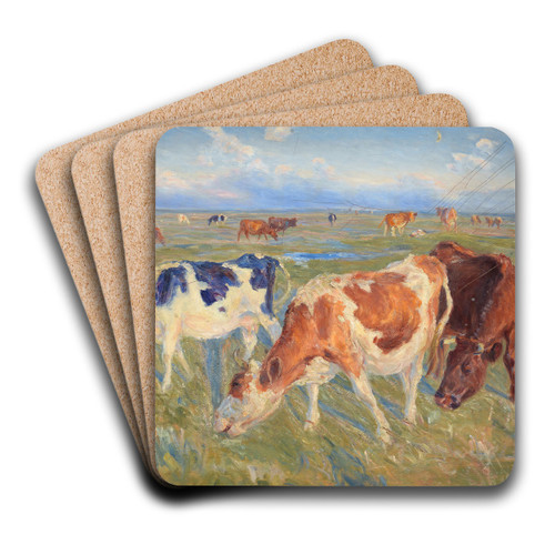 Grazing Cows on the Island of Saltholm by Theodor Philipsen Art Drink Coaster set Grazing Cows on the Island of Saltholm by Theodor Philipsen Art Drink Coaster set