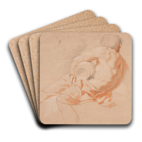 Siddende flodgud set fra ryggen by Hendrik Krock Art Drink Coaster set