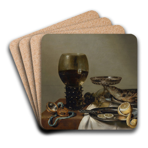 Still Life with a Roemer and Watch by Willem Claesz Heda Art Drink Coaster set