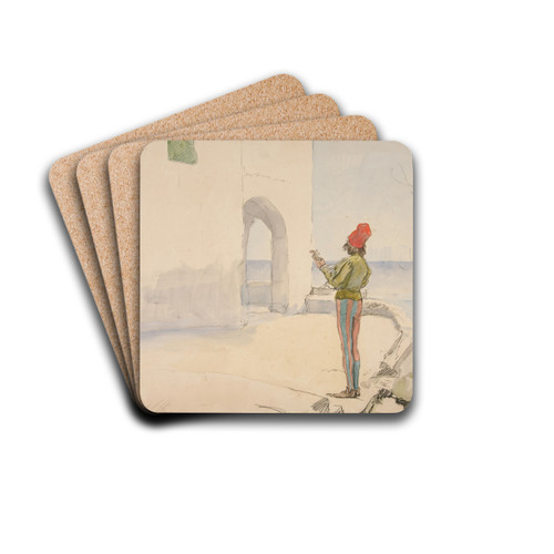 Study for 'Wandering Minstrel' (oilpainting) by Edwin Austin Abbey Drink Coasters - set of 4