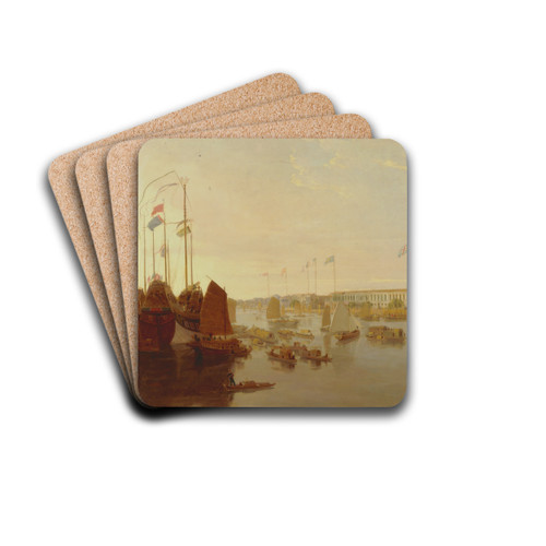 The European Factories, Canton by William Daniell Drink Coasters - set of 4 The European Factories, Canton by William Daniell Drink Coasters - set of 4