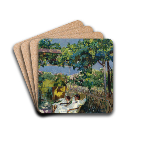 La Siesta En El Jardin by Joaqun Sorolla Drink Coasters - set of 4