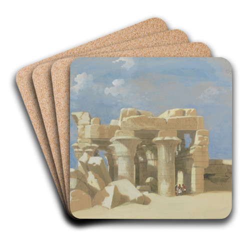View of Kom Ombo by David Roberts Art Drink Coaster set View of Kom Ombo by David Roberts Art Drink Coaster set